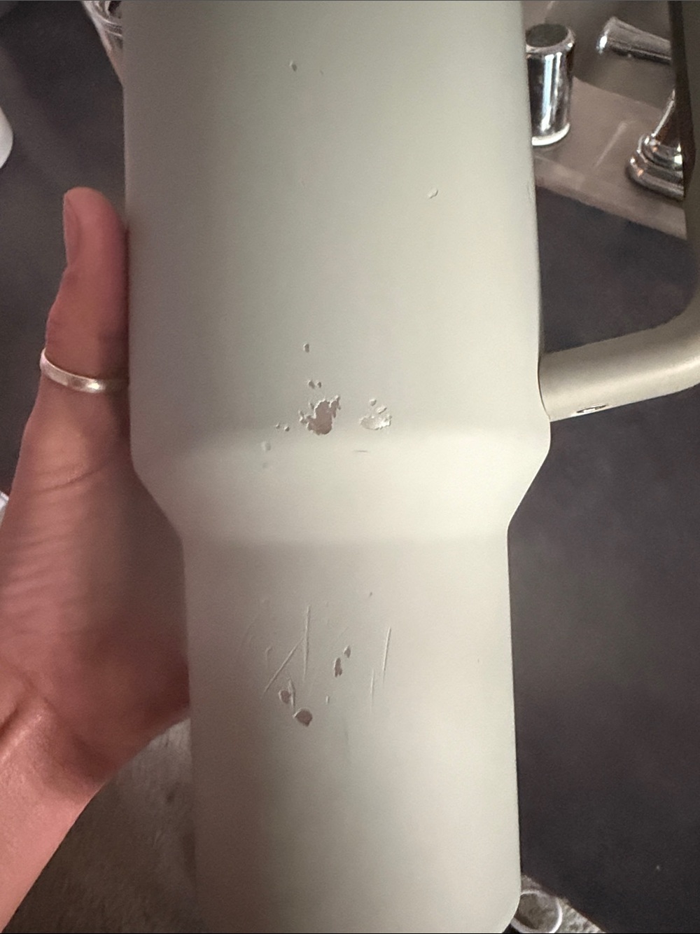 Stanley Travel Mug in Sage Green with Clear Lid Trim - Picture 2 of 6
